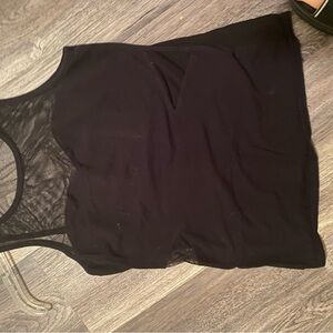 Bozzolo Black Sheer Panel Tank Top